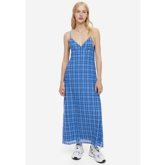 H&M Divided Plaid Mesh Slip Dress - Picture 7 of 9